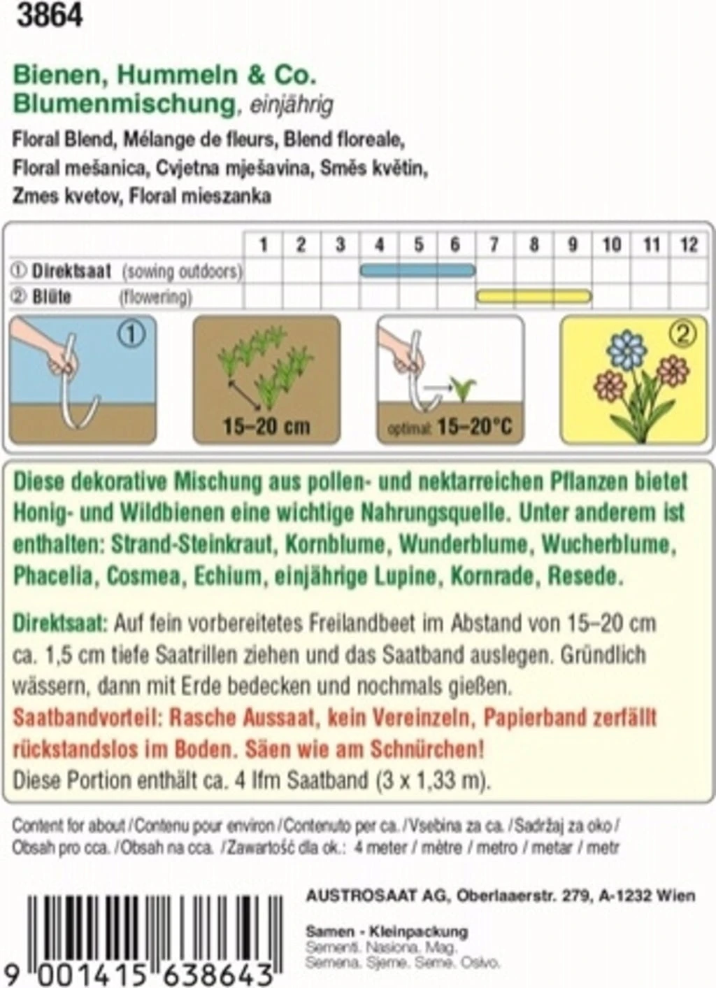 Blumenmischung "Bienen, Hummeln & Co." Im Saatband