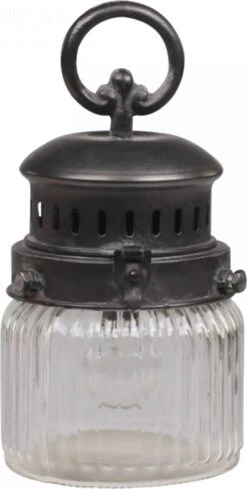 Französische Stalllaterne Inkl. Leuchtmittel & Timer, H 22 Cm Ø 11 Cm