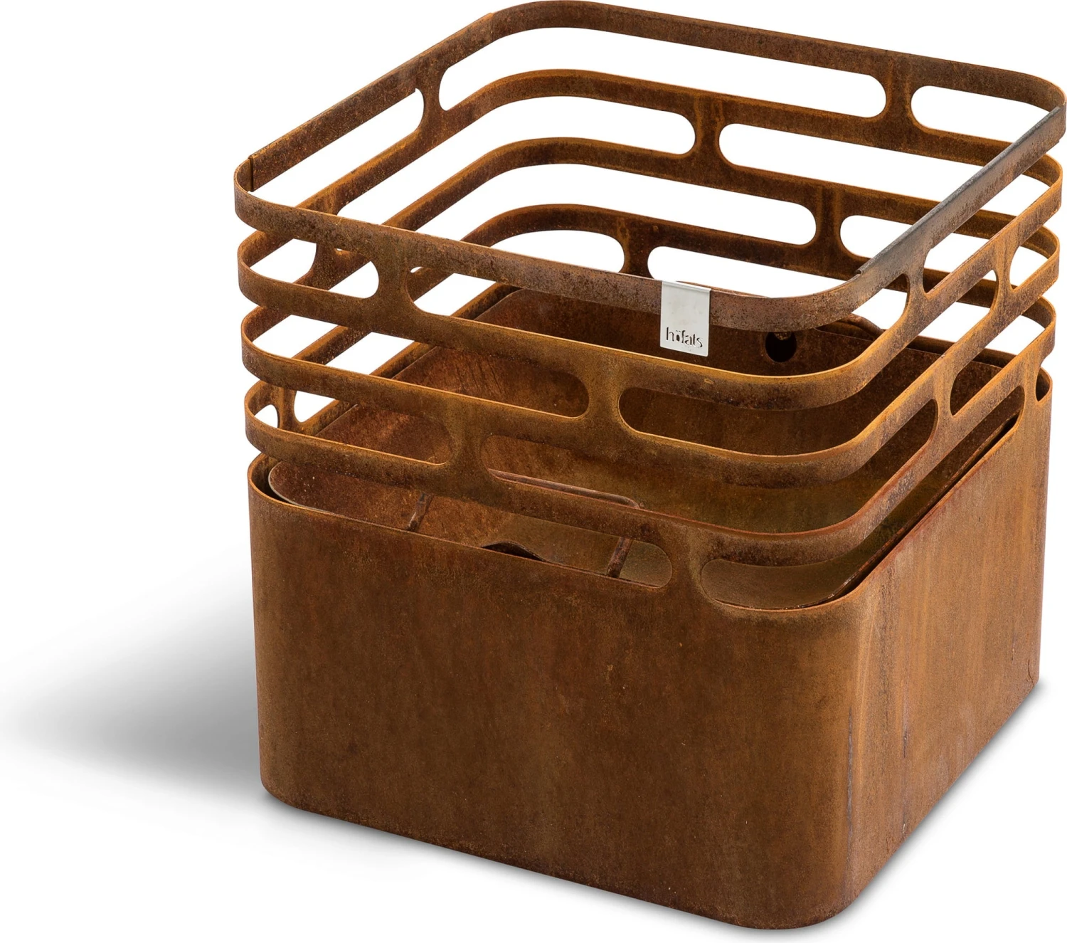 CUBE Feuerkorb, Rostig