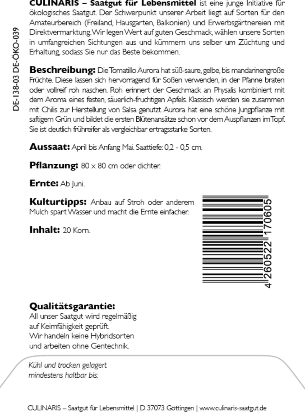 Bio Tomatillo Aurora – Bild 2