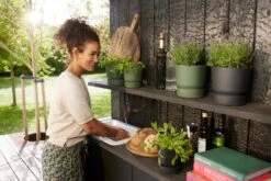 Elho Greenville Topf Rund 20 Cm, Living Schwarz