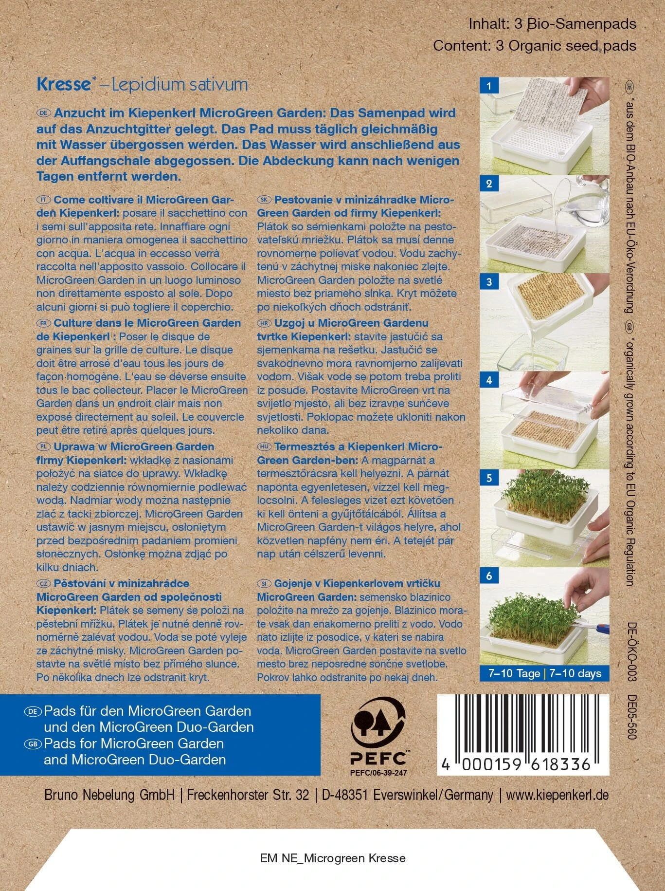 Bio Microgreen Pads Kresse, Nachfüllpad