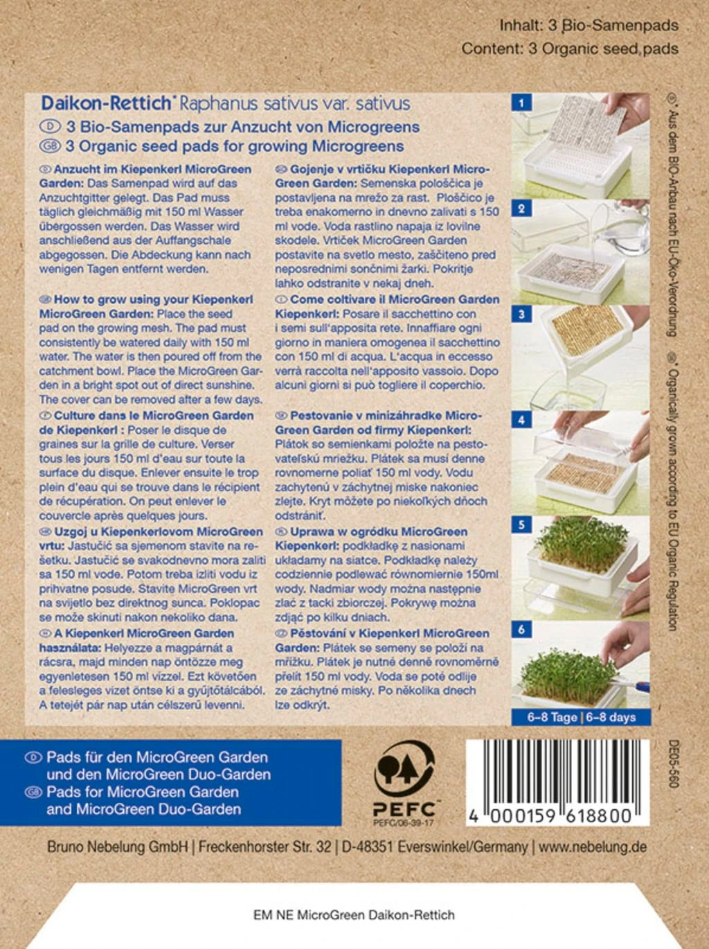 MicroGreen Duo-Garden Nachfüllpads BIO-Daikon-Rettich, 3 Stück – Bild 2