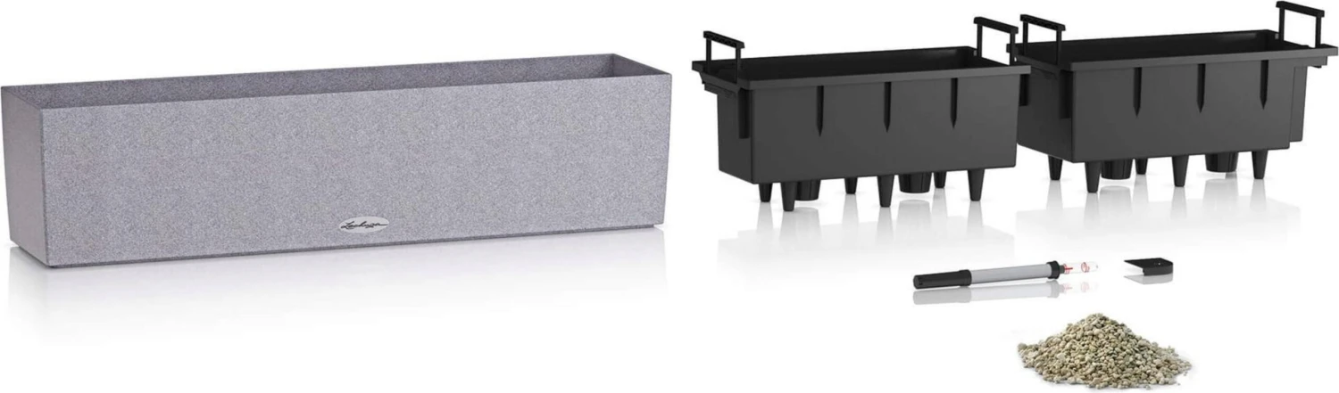 LECHUZA Pflanzgefäß BALCONERA Stone 80, Quarzweiß – Bild 8