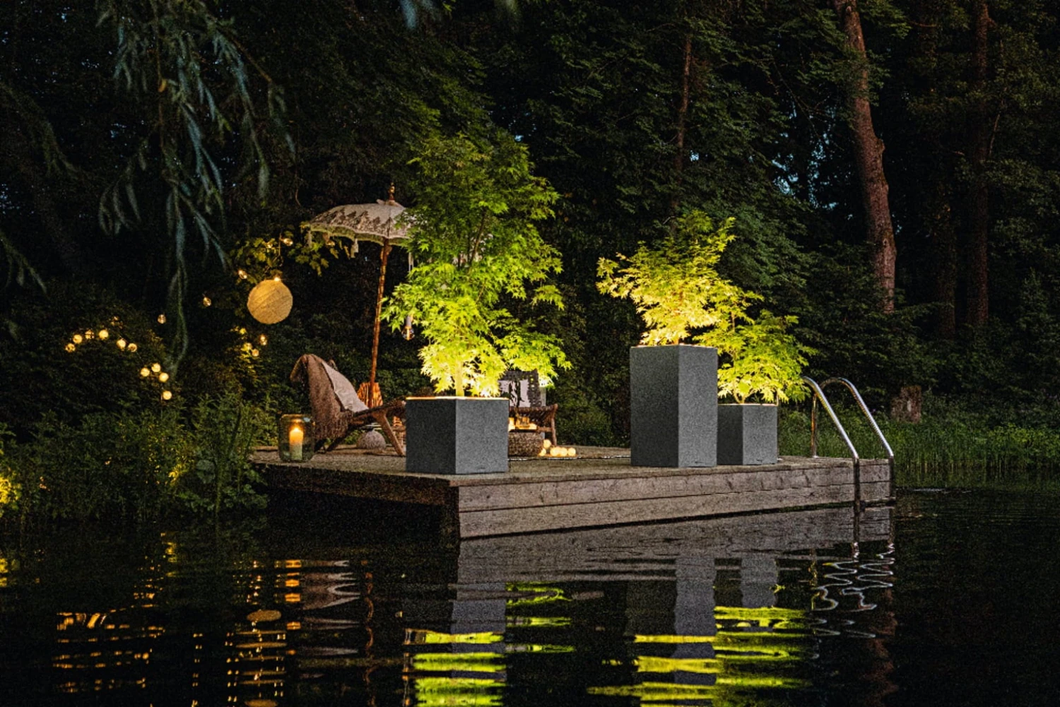 LECHUZA Pflanzgefäß CANTO Stone 30 LED High, Graphitschwarz – Bild 5