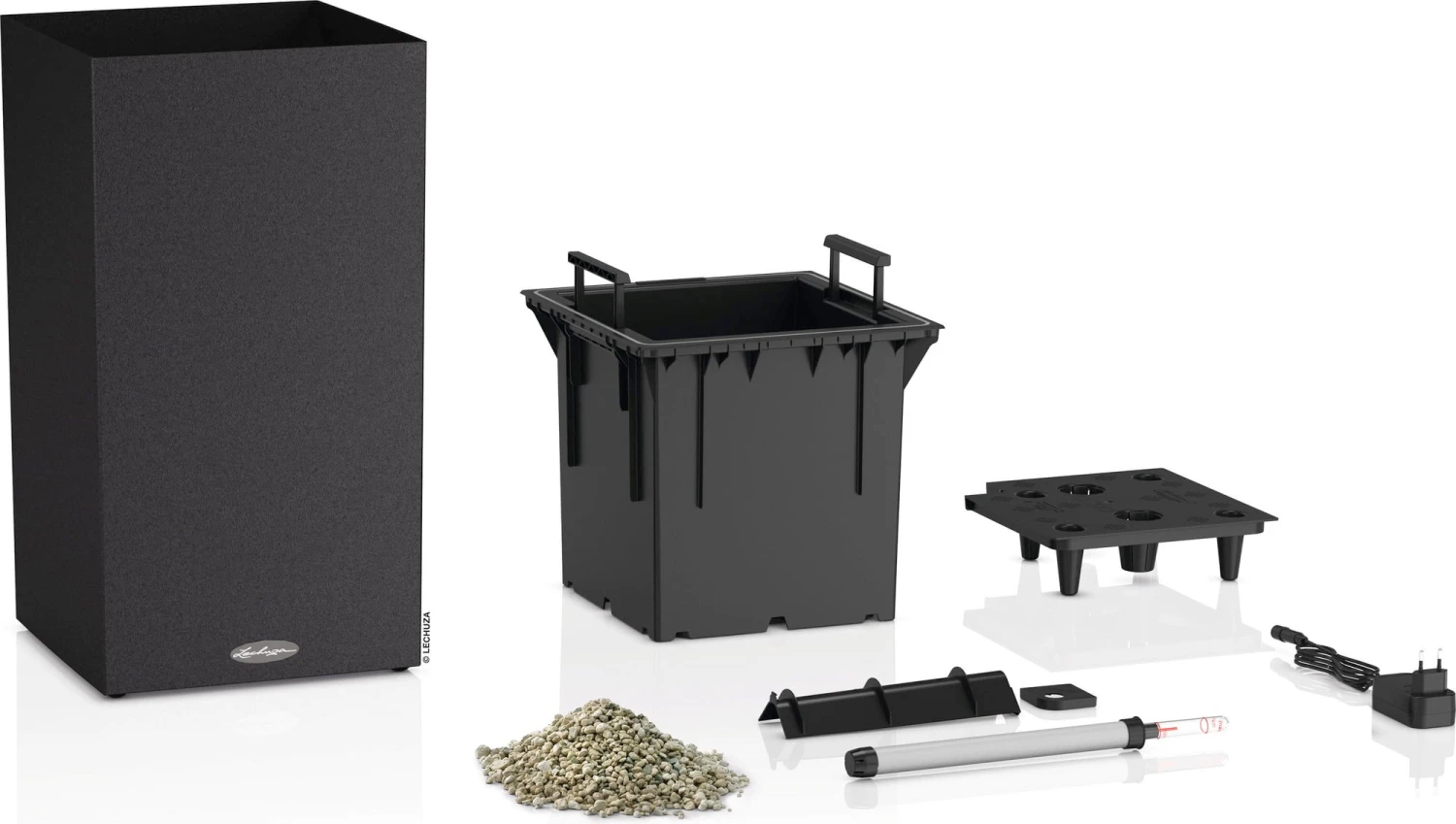 LECHUZA Pflanzgefäß CANTO Stone 30 LED High, Graphitschwarz – Bild 7