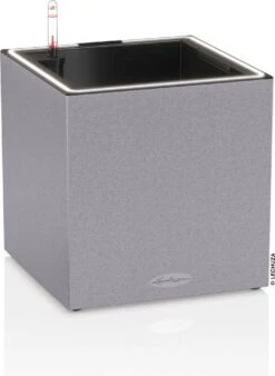 LECHUZA Pflanzgefäß CANTO Stone 30 LED Low, Steingrau