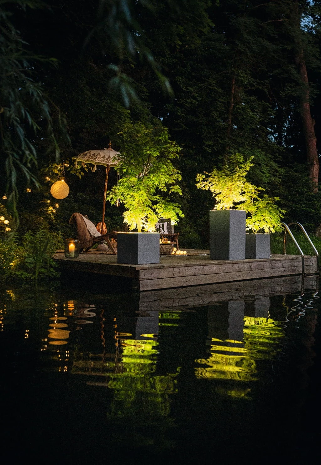 LECHUZA Pflanzgefäß CANTO Stone 40 LED Low, Graphitschwarz – Bild 5