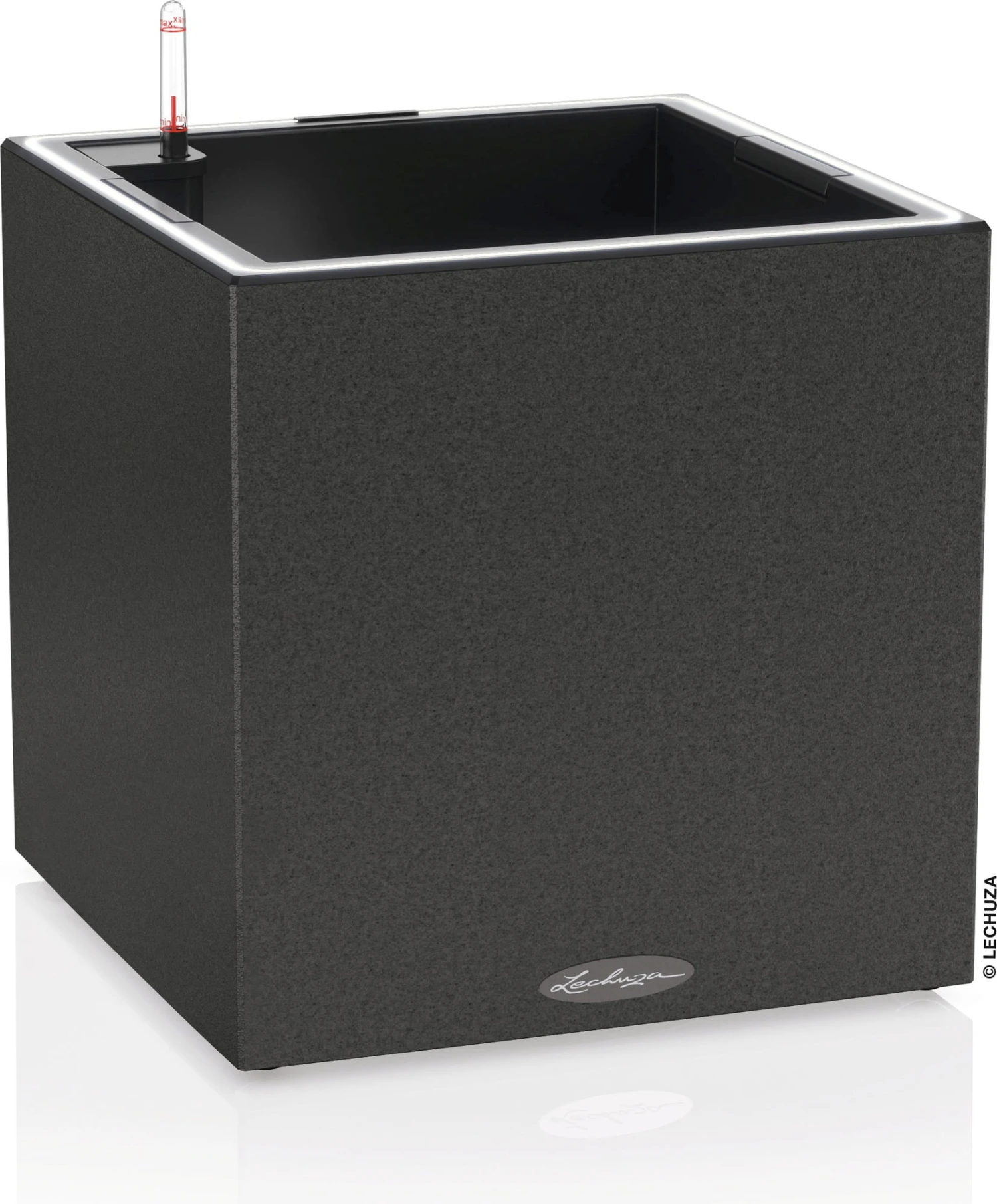 LECHUZA Pflanzgefäß CANTO Stone 40 LED Low, Graphitschwarz – Bild 2