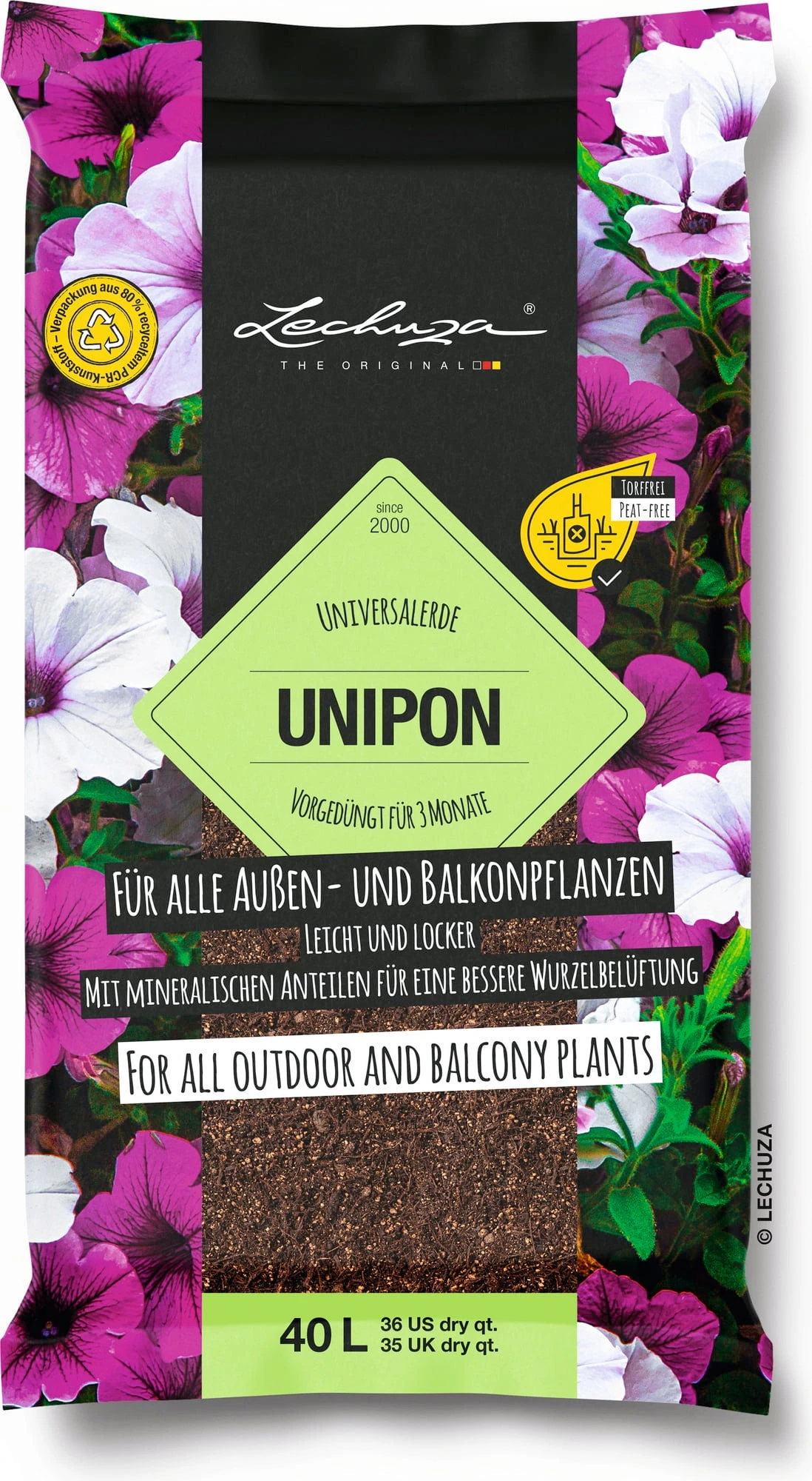 LECHUZA Substrat Uni-PON, 40 Liter