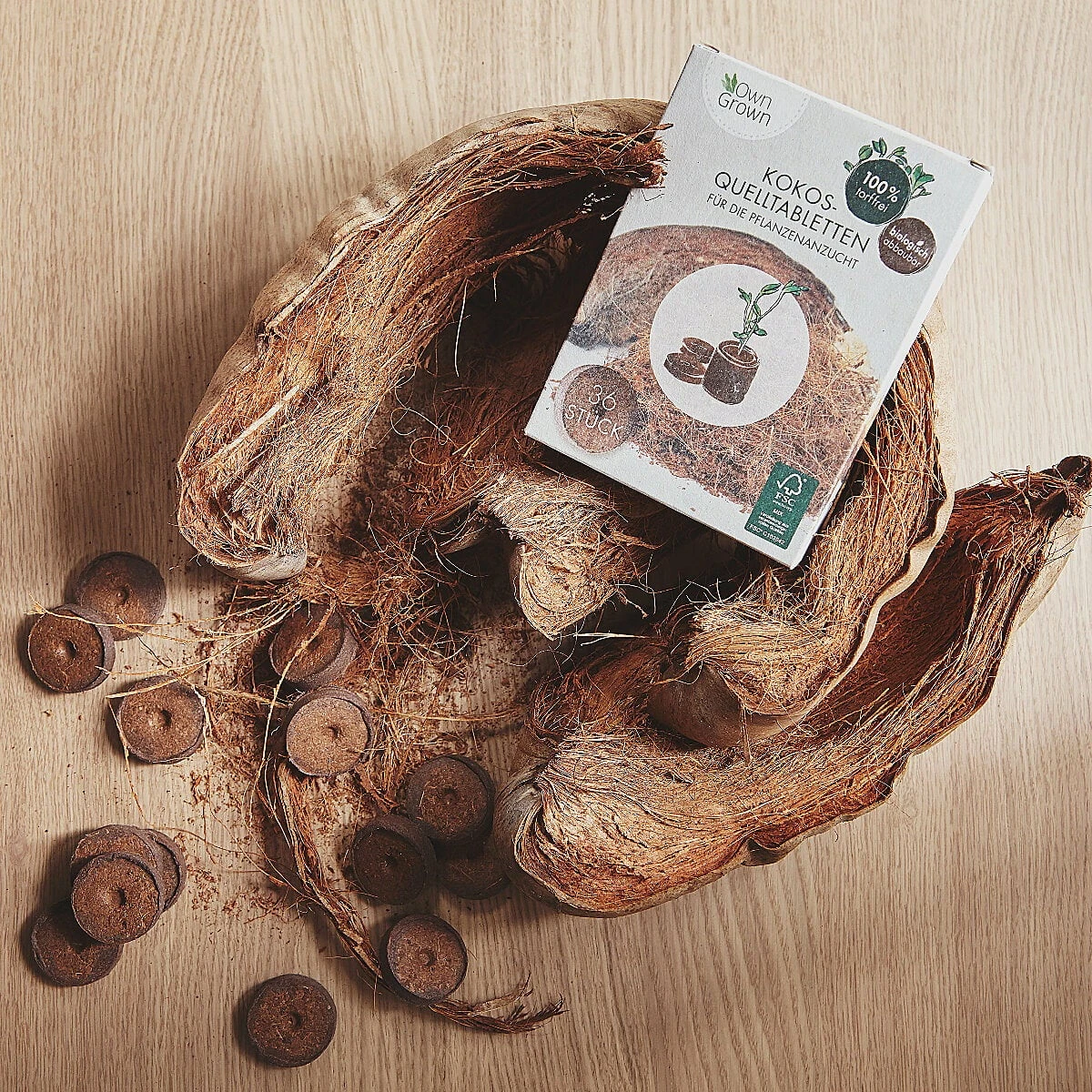 Kokos Quelltabletten, 36 Stück
