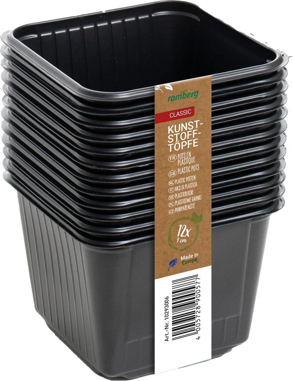 12 Kunststofftöpfe9 Cm Quadr., Schwarz