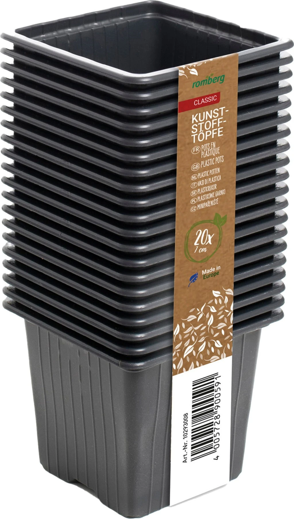 20 Kunststofftöpfe7 Cm Quadr., Schwarz – Bild 4