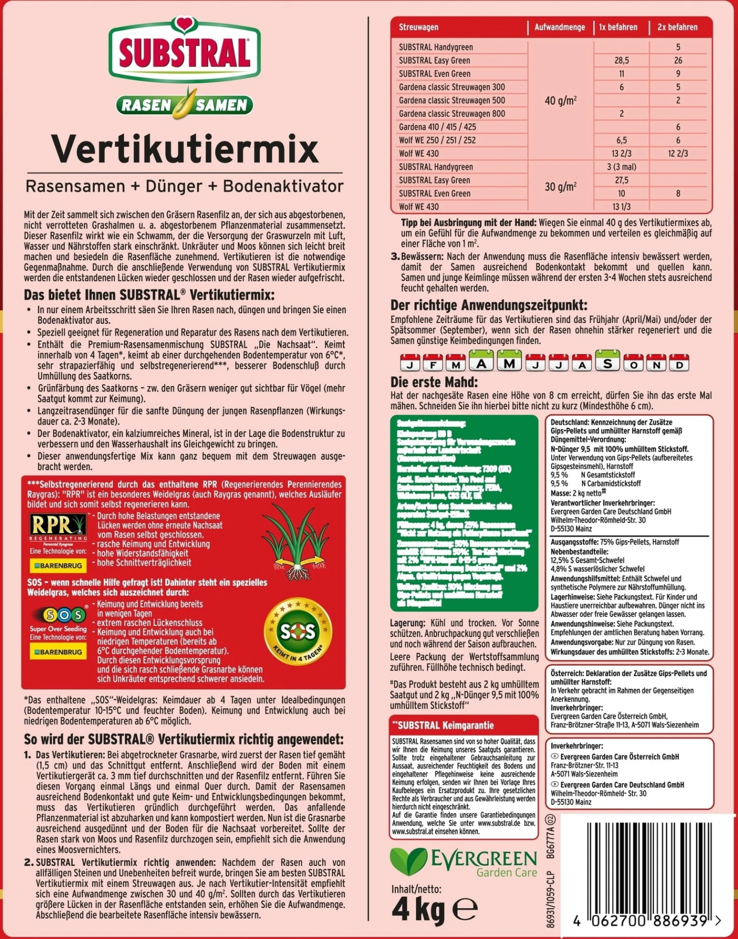 Vertikutiermix Rasenreparatur-Mischung Aus Rasensamen, Dünger Und Bodenaktivator, 4 Kg – Bild 2