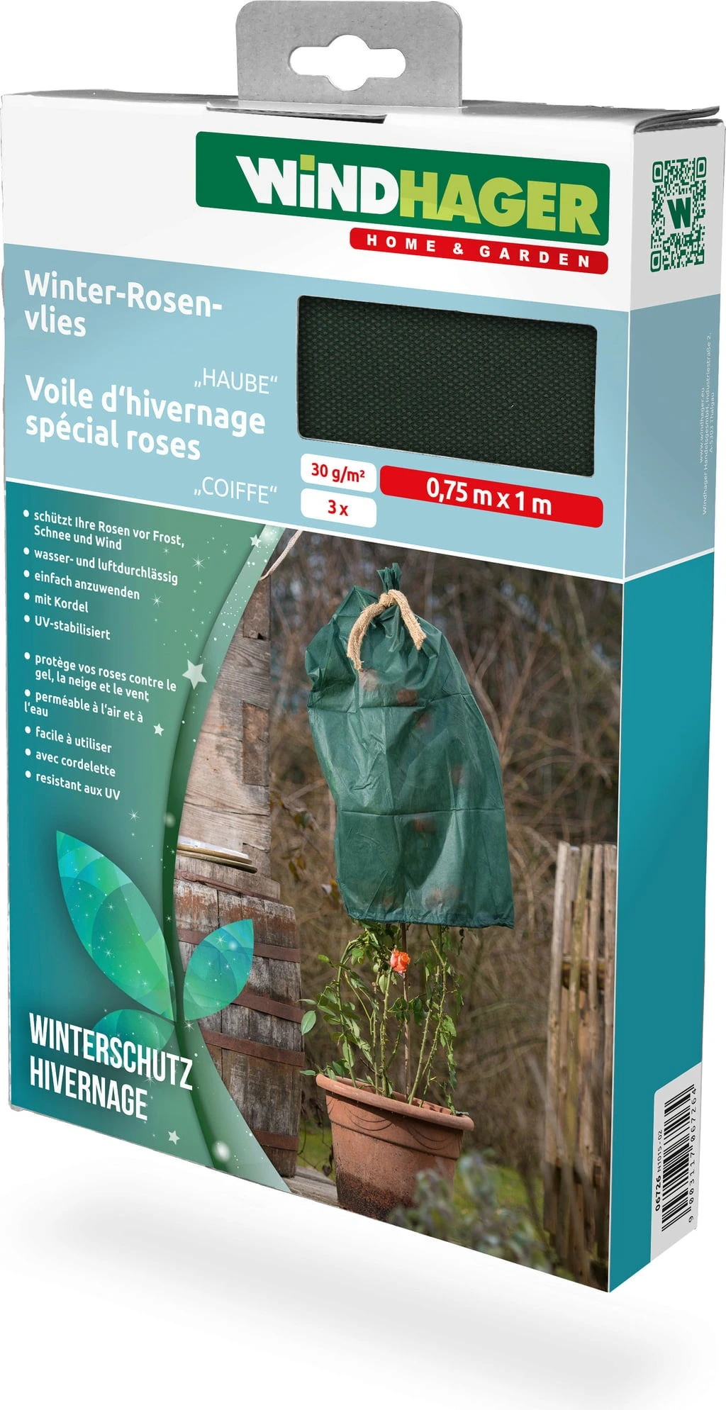 Windhager Winter-Rosenvlies-Haube, 3 Stück